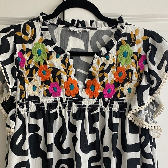 THML Black and White Dress with Colorful Embroidery - Picture 2 of 6